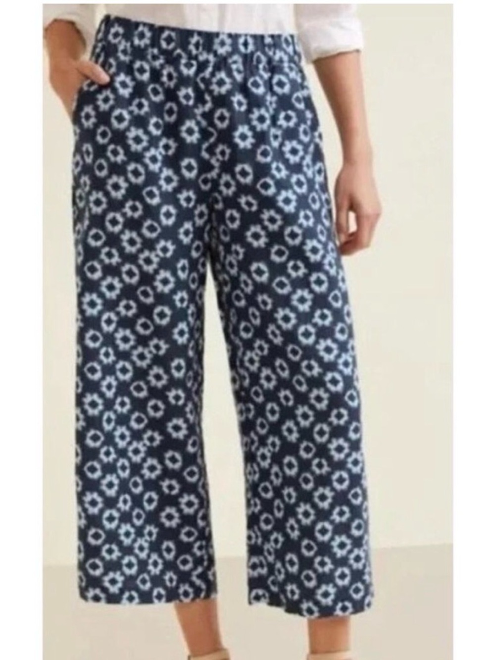 Garnet Hill Linen Floral Ikat Print Wide Leg Crop - Picture 12 of 12